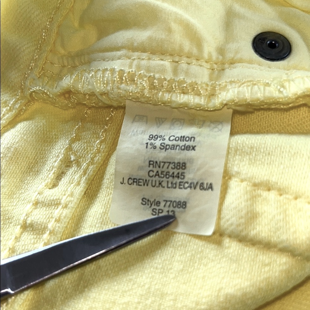 NWOTs J. Crew Yellow Toothpick Jeans Vibrant and Eye-Catching Size 27 - Picture 5 of 9